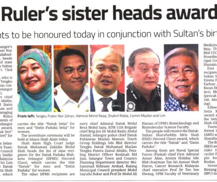 Chief Executive at Cancer Research Malaysia Conferred DSIS Award in Conjunction with Sultan of Selangor’s Birthday